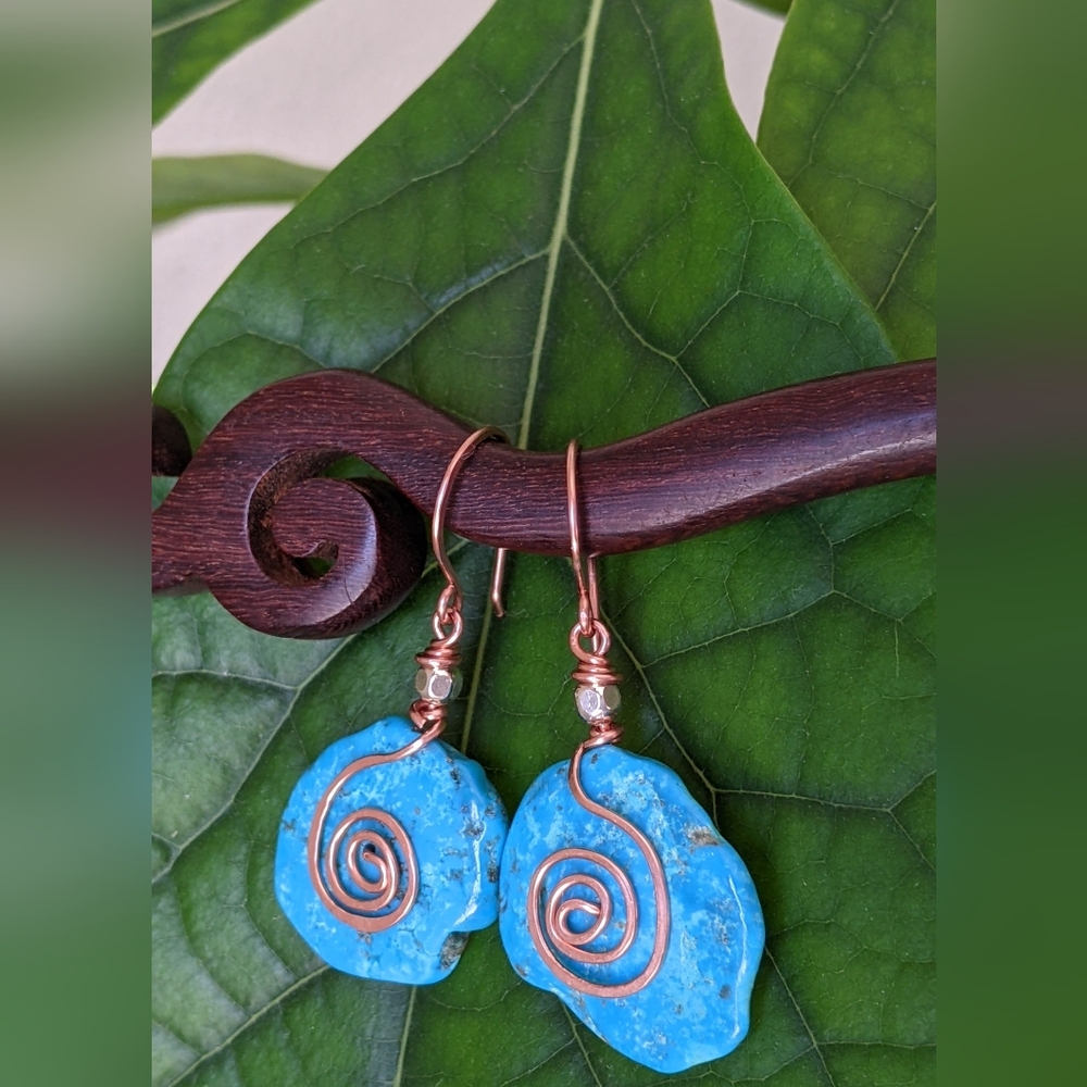 Turquoise Large Disk Tribal Statement Earrings - Picture 15 of 16